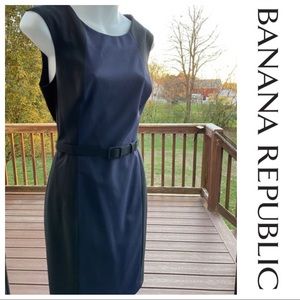 NWT Navy & Black Banana Republic Belted Sheath Dress, 4